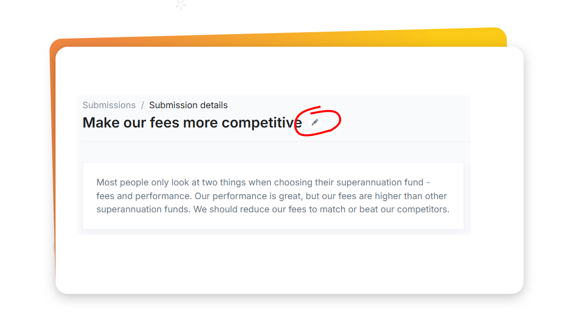 Application screen showing the new edit option for the submission subject