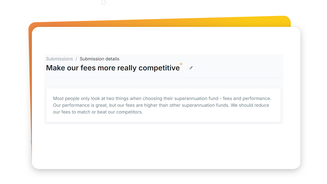 Application screen showing indicator after a submission's subject has been updated