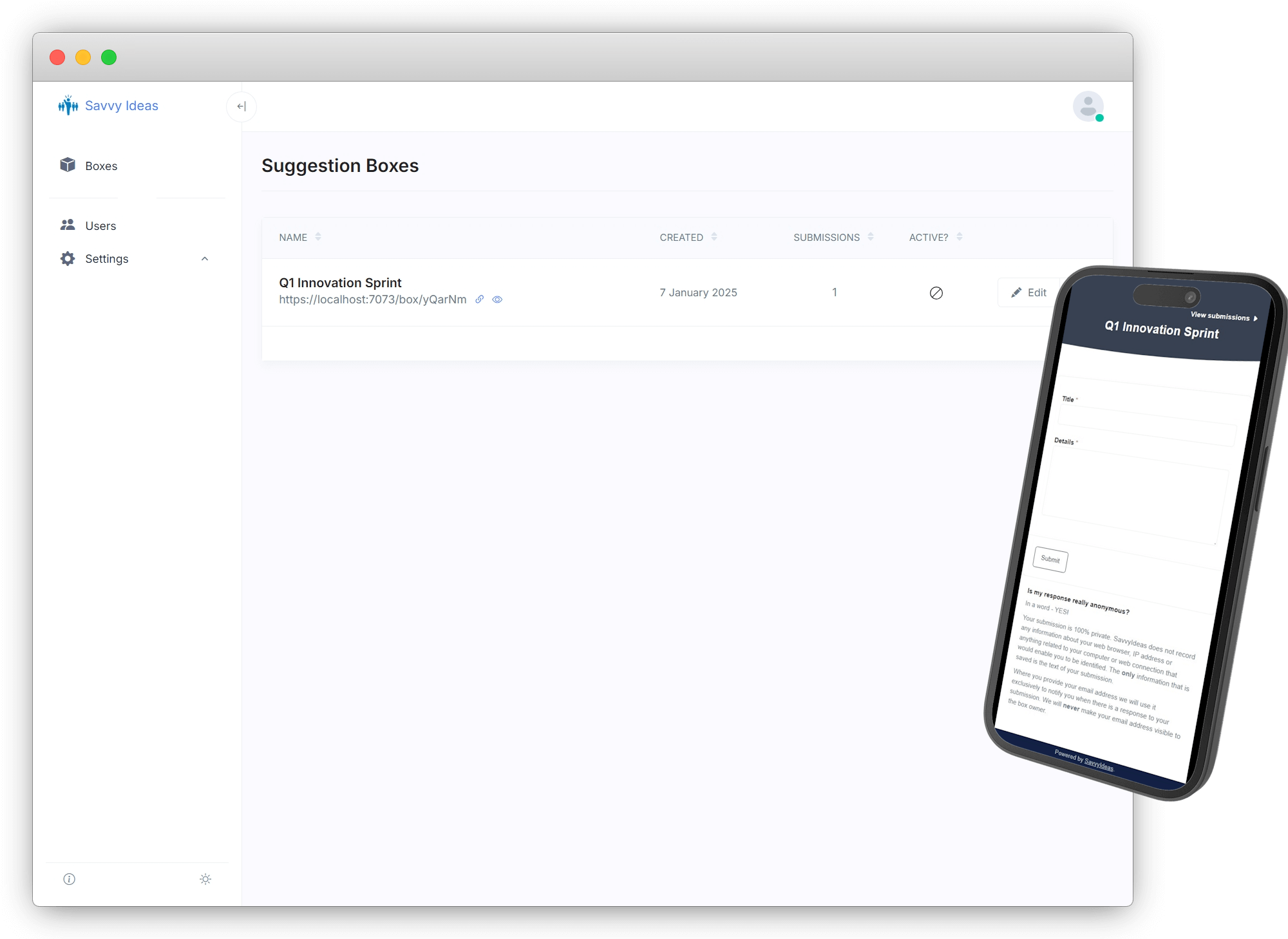 SavvyIdeas vs Free Suggestion Box